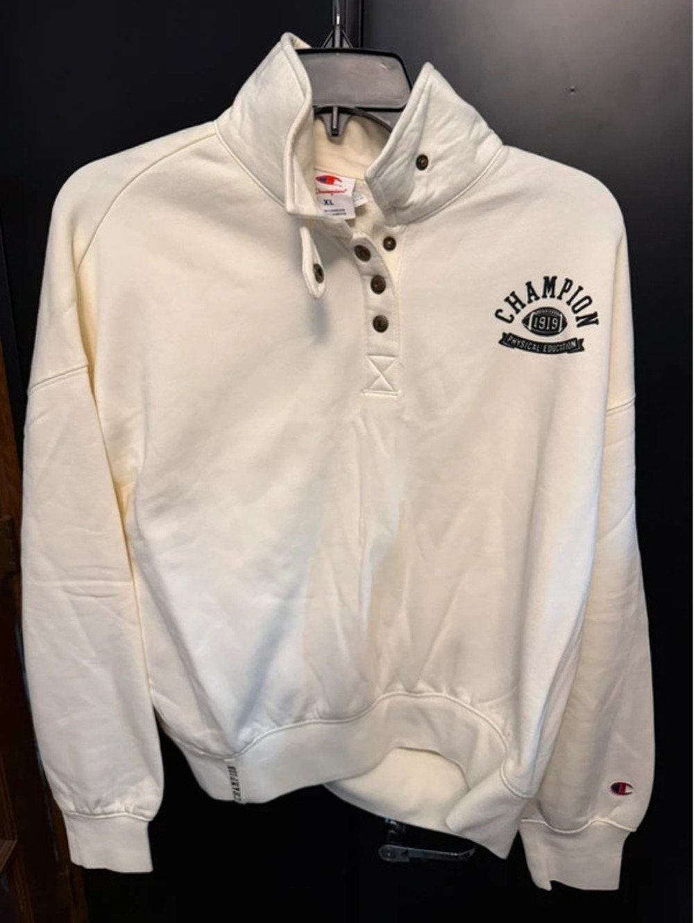 Champion Rec Center 1/4 Snap Crop Pullover Women’s XL Cream NWT